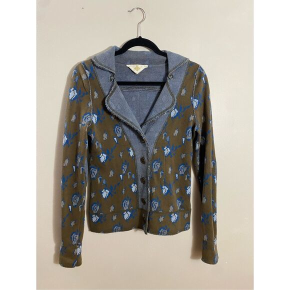 HWR Anthropologie Women’s Size XS Knit Cardigan Sweater Jacket Army Green - Picture 5 of 7